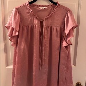 Pink Flutter Sleeve Dainty Feminine Blouse